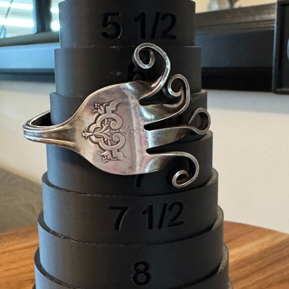 Sterling Silver Plated Bent Fork Cuff Bracelet – Upcycled Vintage Jewelry - Picture 2 of 10